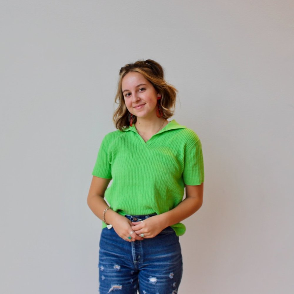 Short Sleeve Sweater - Bright Green